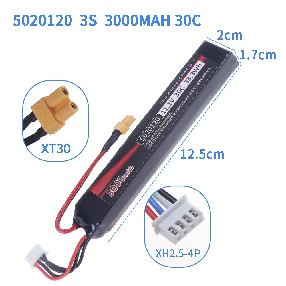 Batería LiPo 30C 11.1V 3S 3000mAh para pistolas RC y airsoft