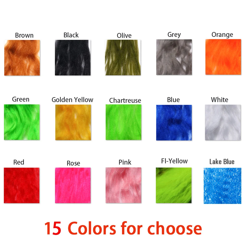 Variedad de colores disponibles para materiales de pesca con mosca