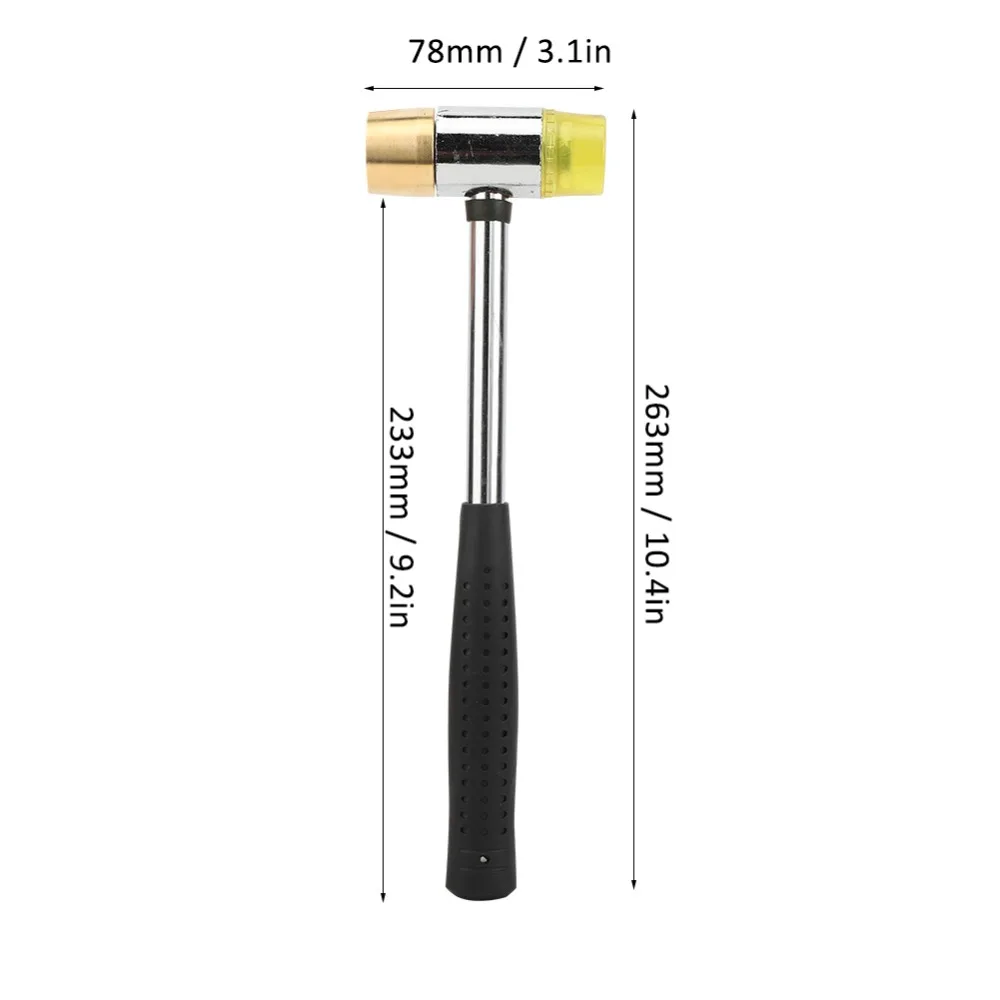 Martillo de doble cabeza para trastes de guitarra en color amarillo y dorado