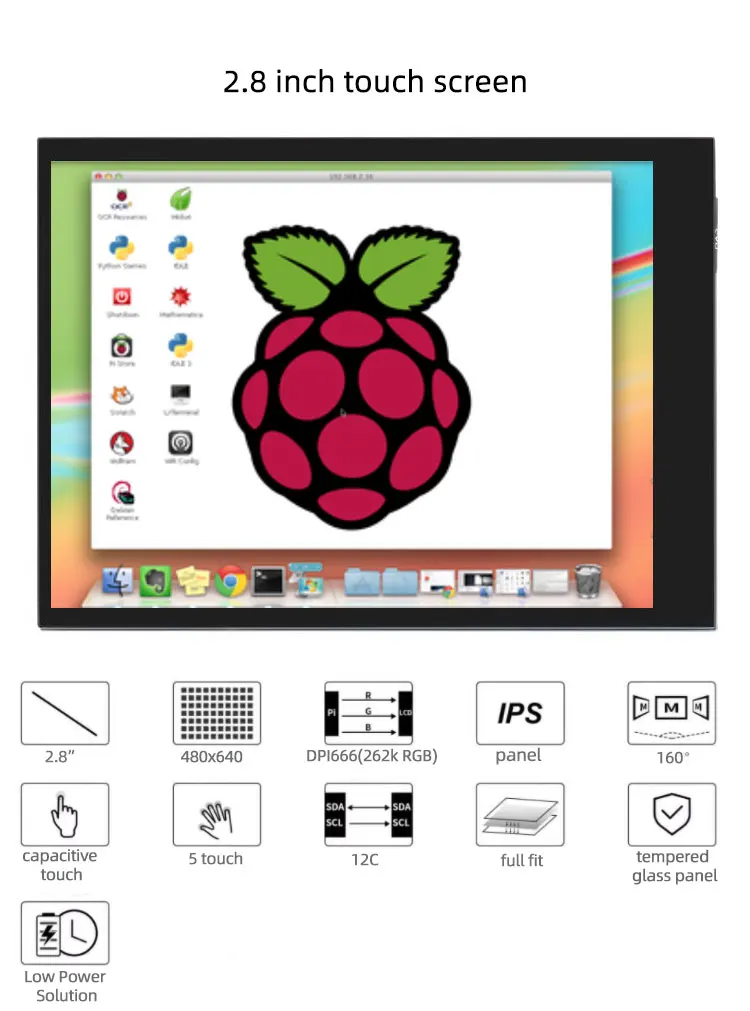 Monitor táctil para Raspberry Pi en uso