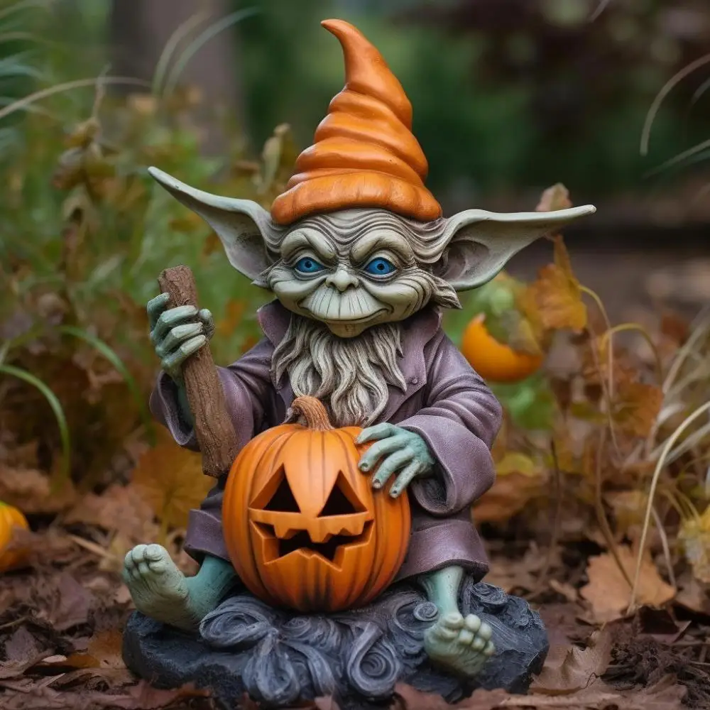 Estatua resina calabaza fantasma Halloween: adorno lindo - imagen 5