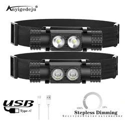 Linterna frontal LED alta potencia recargable impermeable para pesca