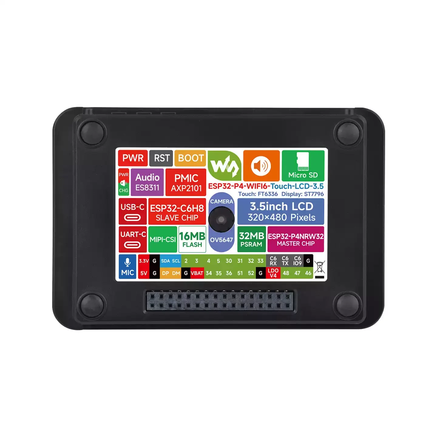 Placa ESP32-P4 con pantalla inteligente WiFi y cámara OV5647 - imagen 2