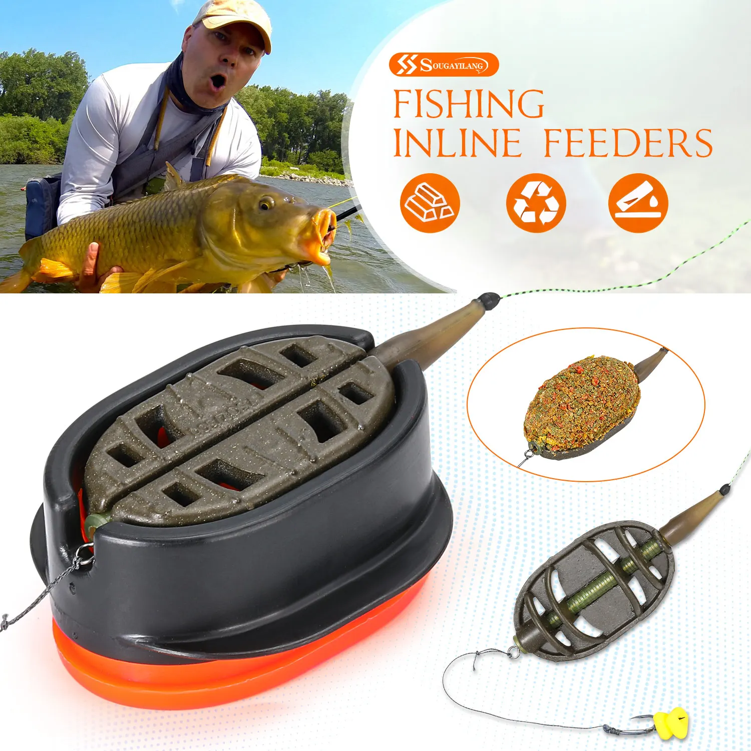 Lanzador de cebo Sougayilang 50g para pesca de carpa