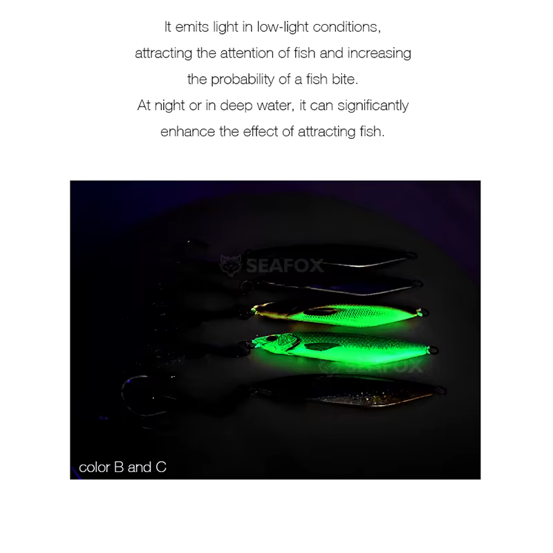 Jigs metálicos luminosos con anzuelos dobles para jigging - imagen 5