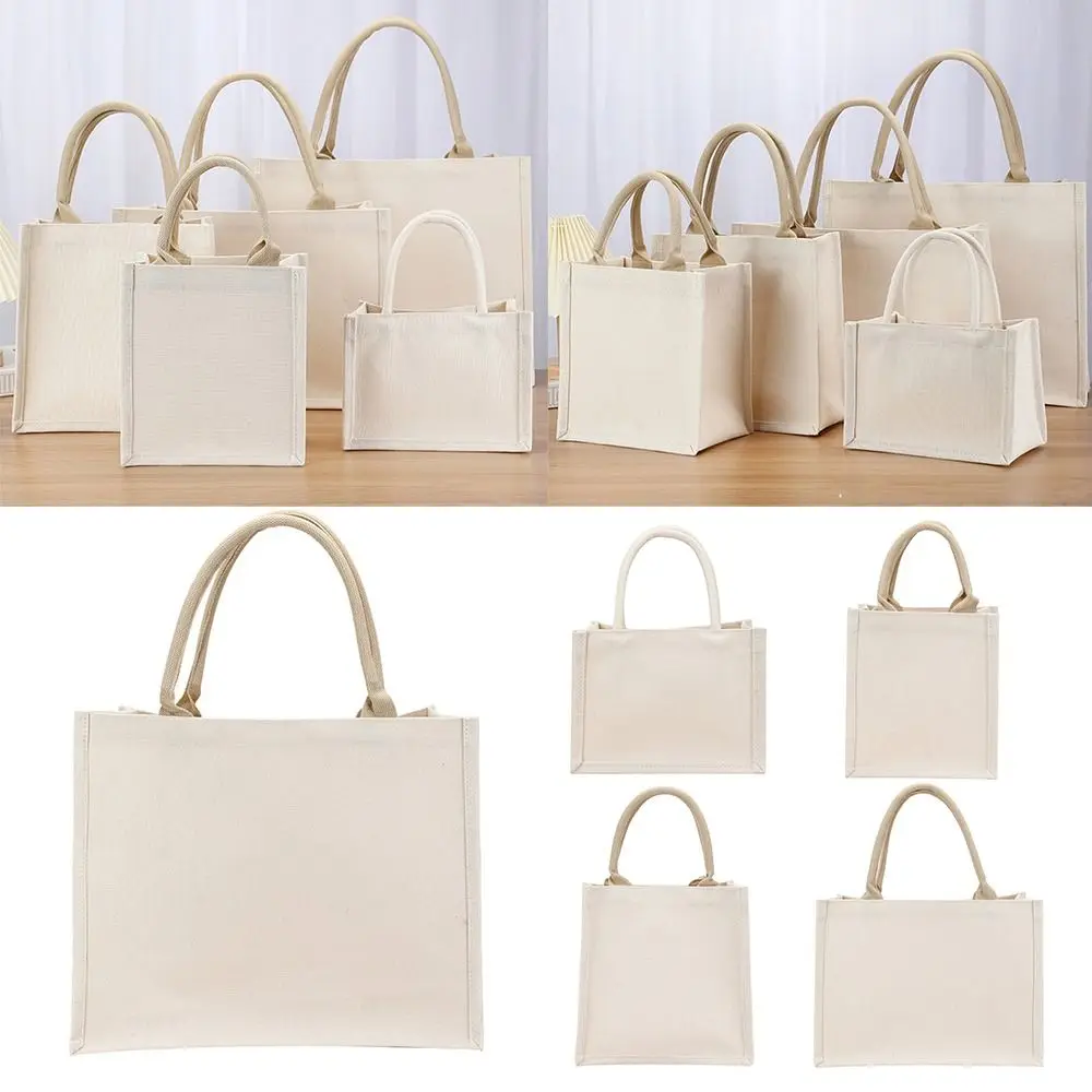 Bolsa de lona plegable reutilizable beige para uso diario - imagen 2