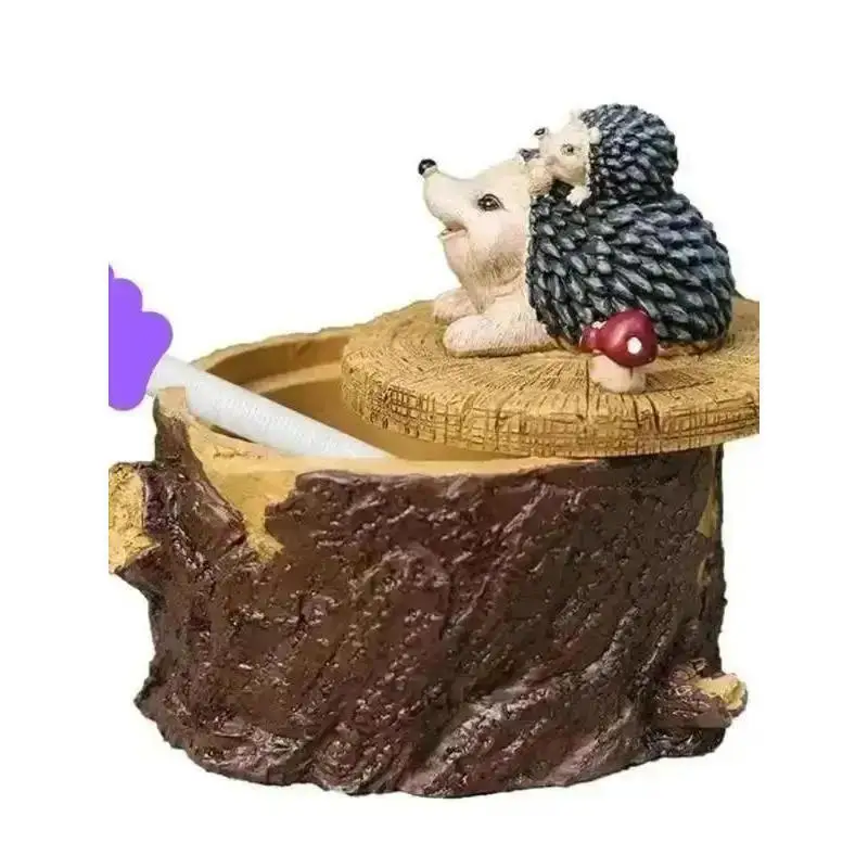 Cenicero de resina con tapa y diseño de estatua animal - imagen 2