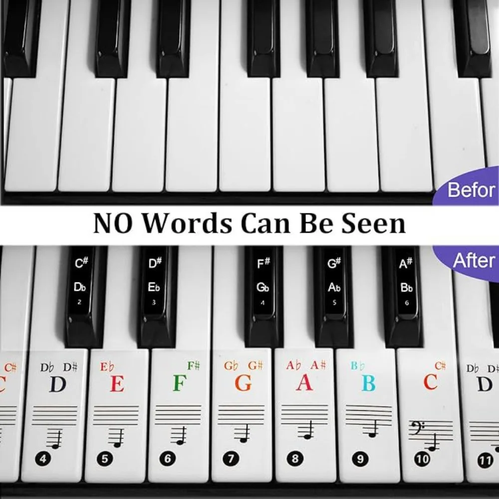 Pegatinas Piano espectro transparentes extraíbles para teclado - imagen 2