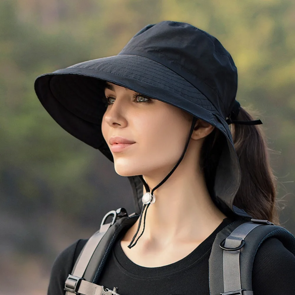 Sombrero de pesca bucket mujer ala ancha con protección de cuello - imagen 2