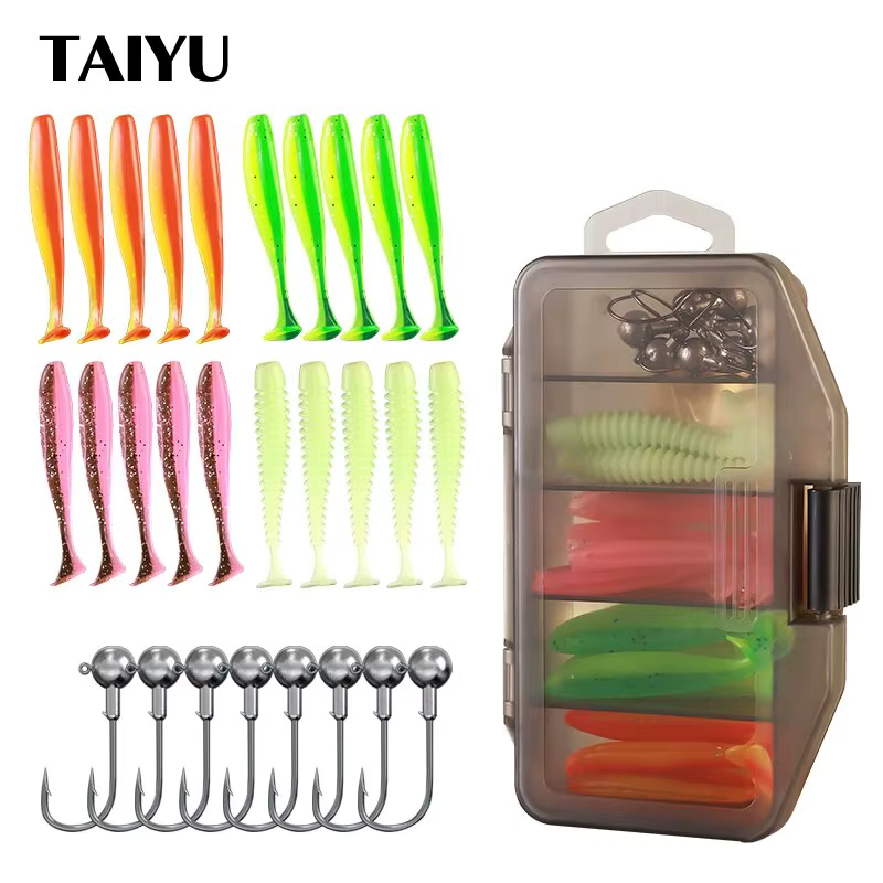 Taiyu Jig Heads 8 uds + Señuelos Blandos 24 uds