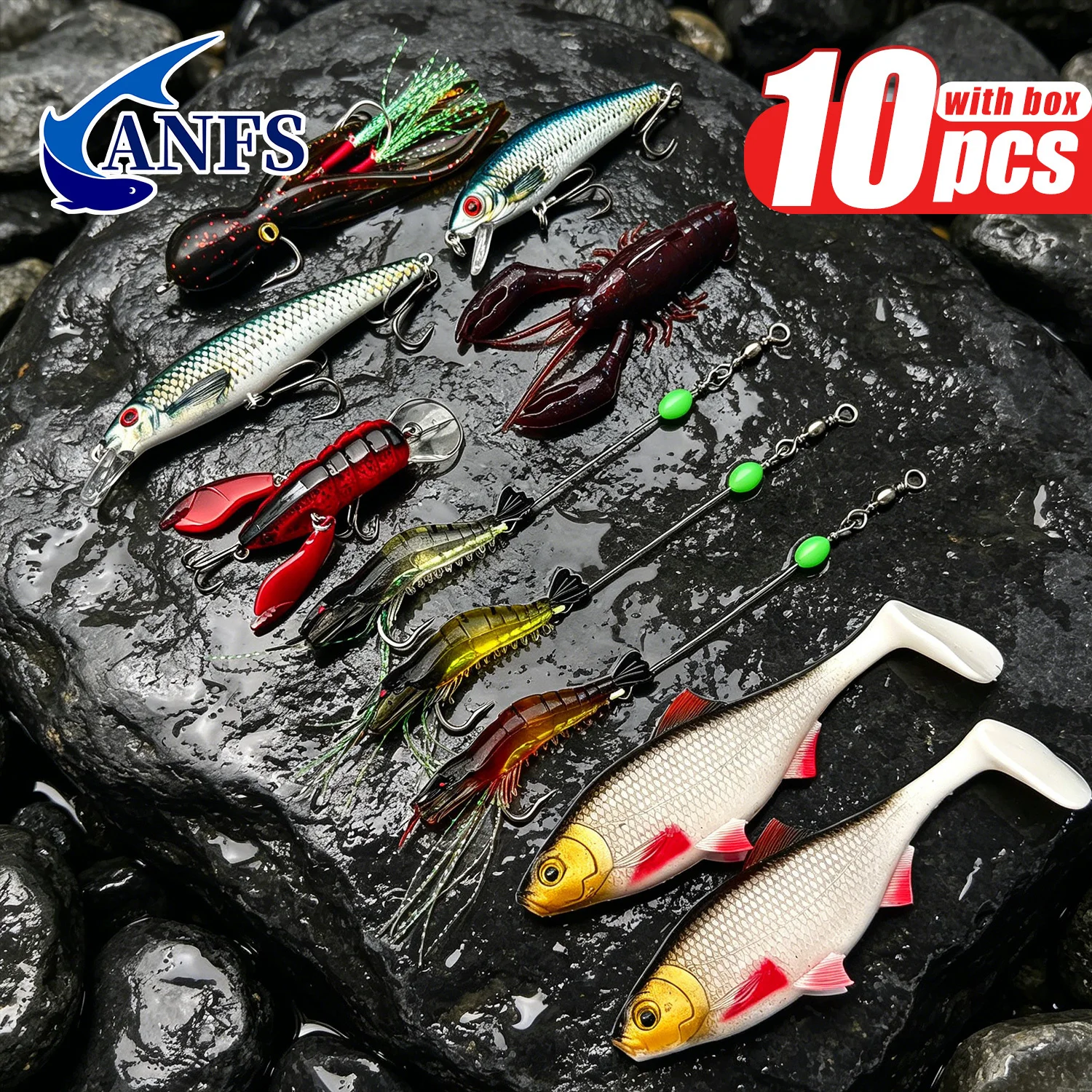 ANFS pack variado de señuelos para pesca marina con crustáceos - imagen 3