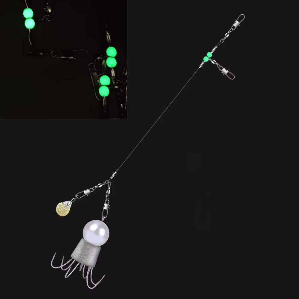 Aparejo para calamar con cuentas luminosas y enganche rápido de 20 cm - imagen 4