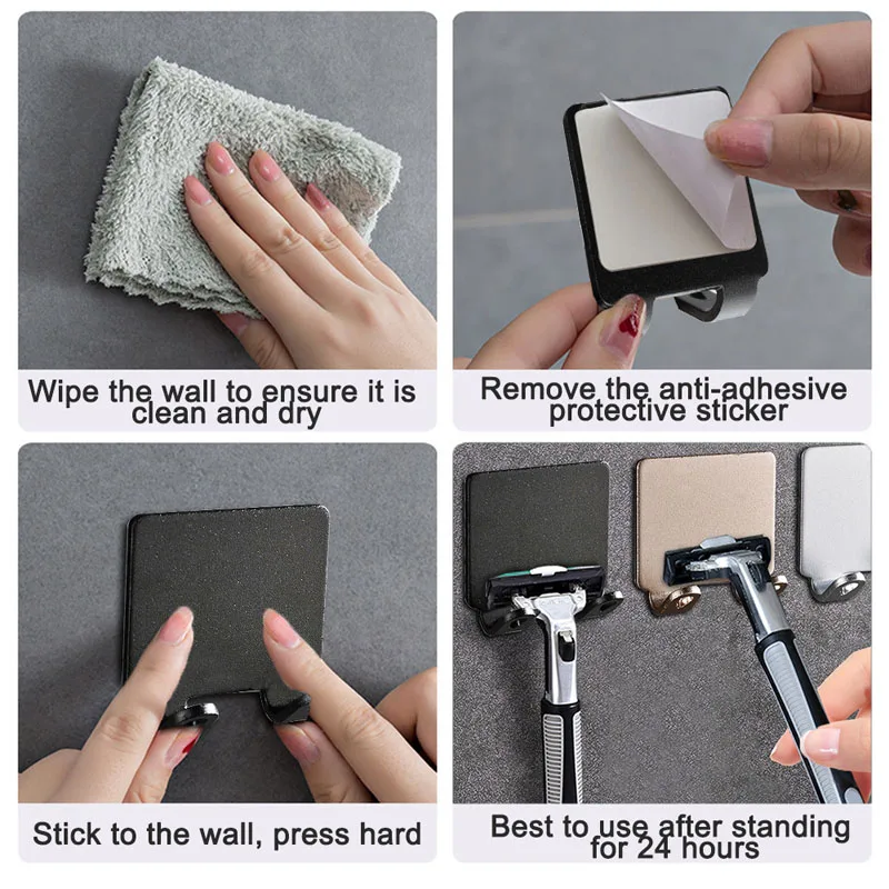 Soporte pared cuchillas afeitar con ganchos organizador baño - imagen 4