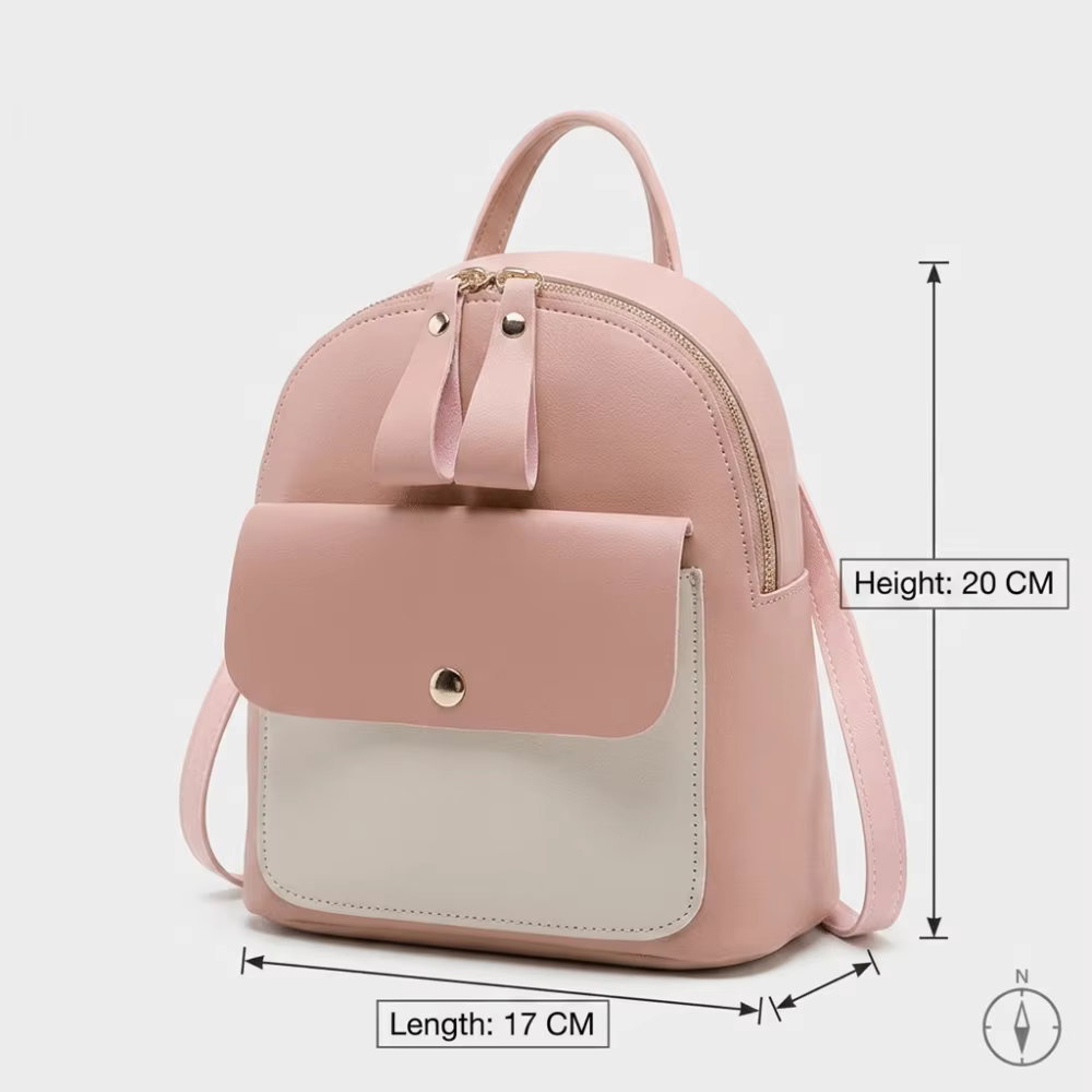 Mochila de Cuero PU con Cremallera – Bolso Pequeño Ajustable - imagen 4