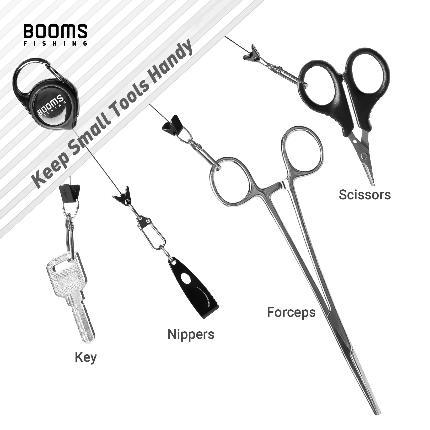 Booms Fishing Llavero retráctil para pesca resorte antioxidante - imagen 5