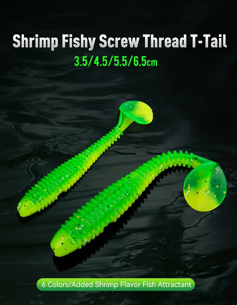 Kit de 20 señuelos blandos KINGDOM con rosca en T para pesca
