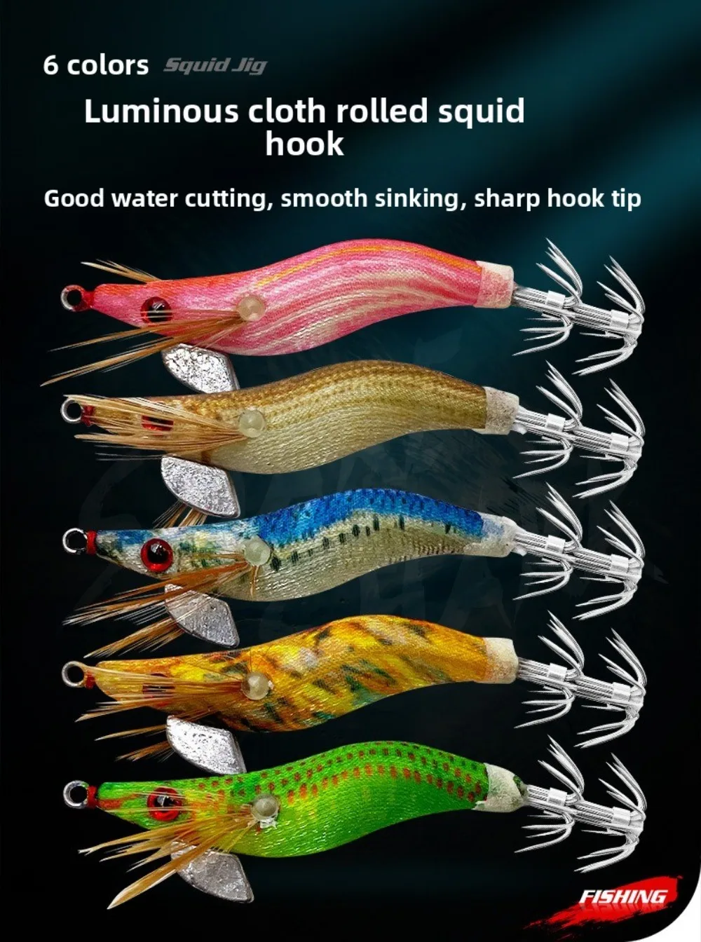 Variedad de colores disponibles para jig de calamar