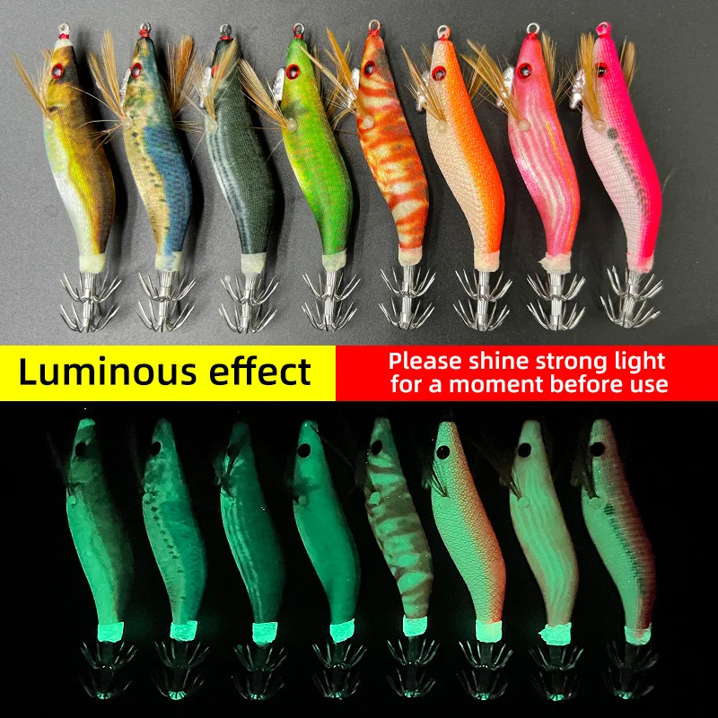 ShareShark Señuelo de camarón de madera noctilucente con anzuelo - imagen 5