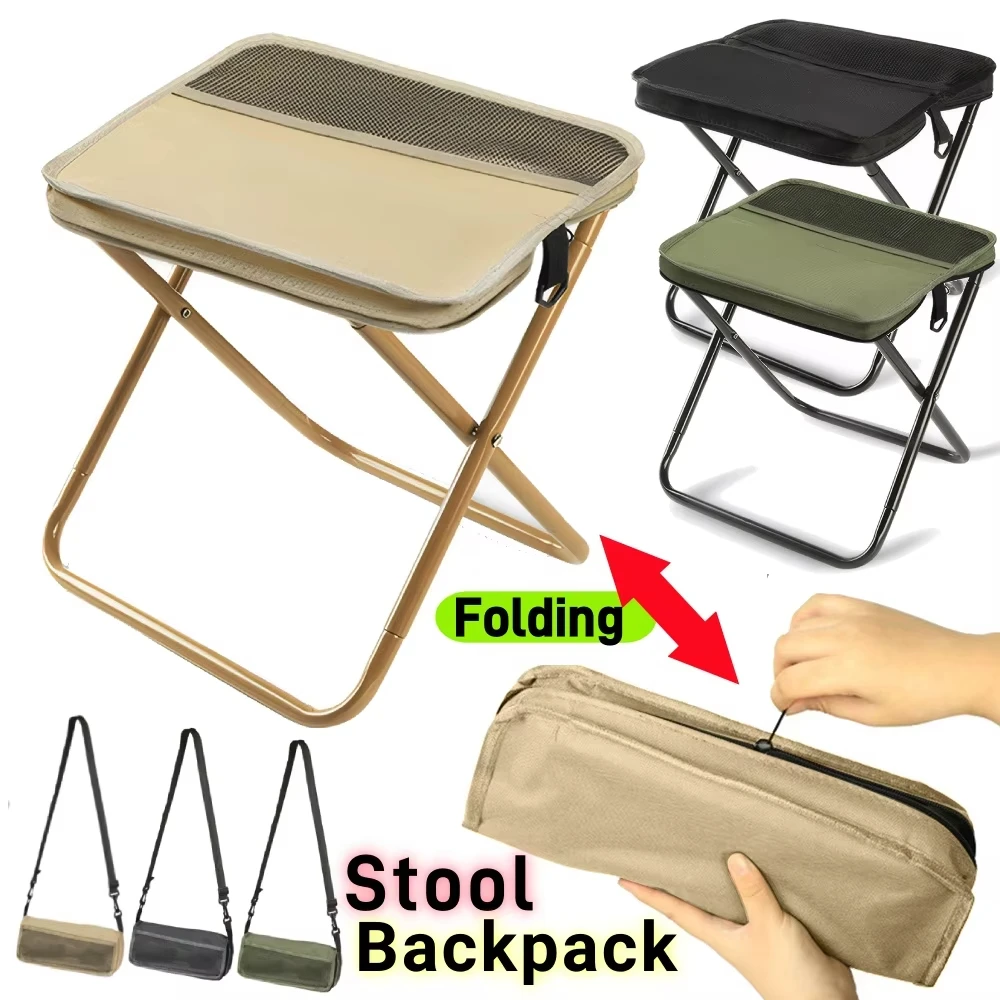 Taburete plegable para pesca, camping y senderismo, portátil bandolera