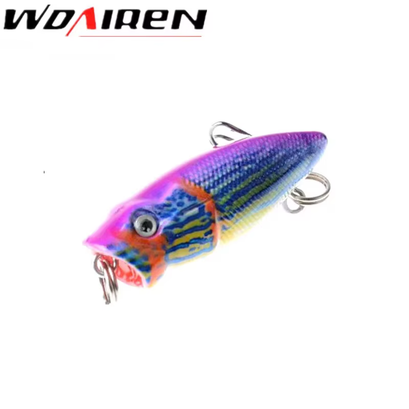 Popper mini realista con plumas – Señuelo superficie 3,5cm
