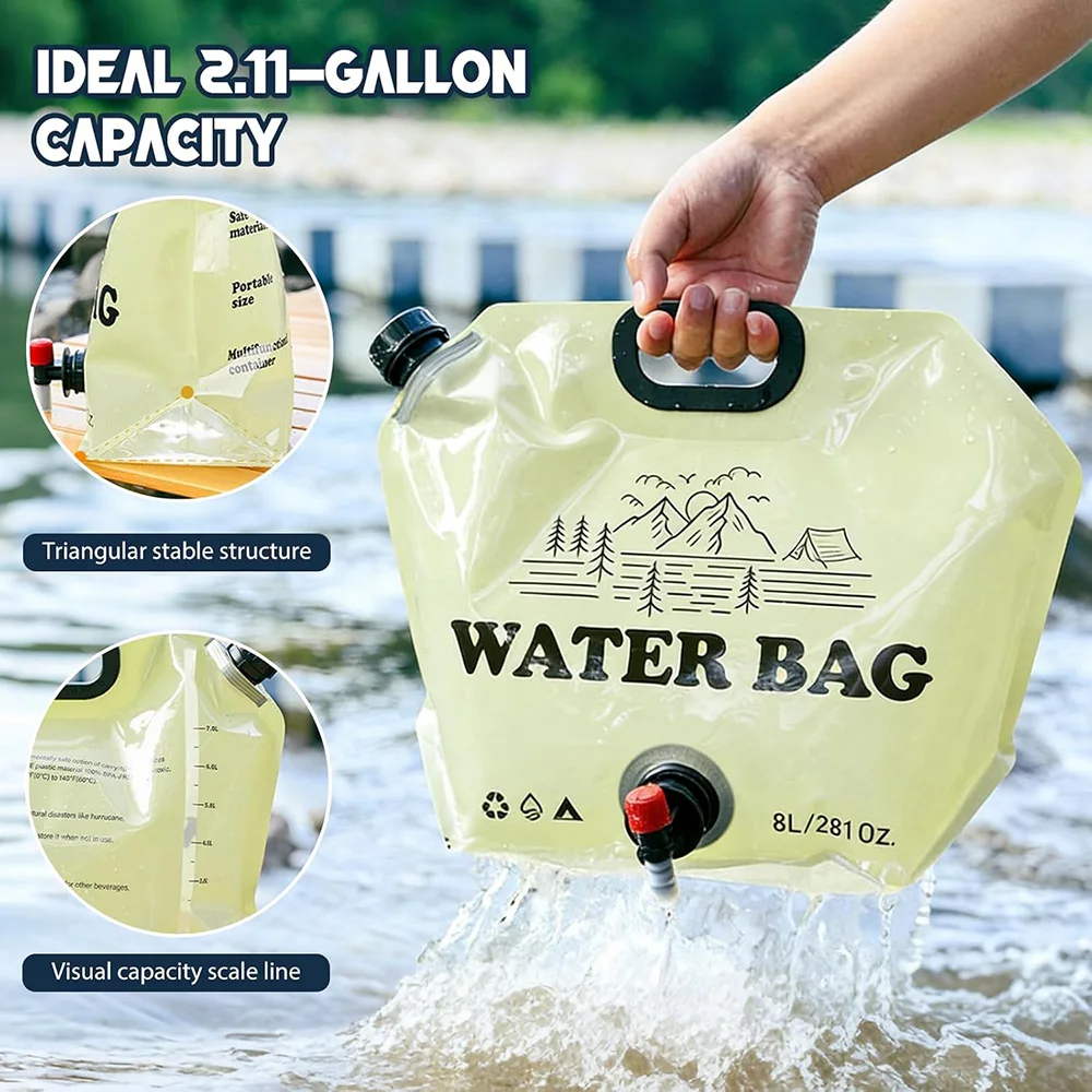 Bolsa de agua plegable con boquilla para camping y senderismo - imagen 5