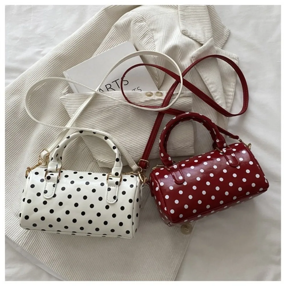 Bolso bandolera vintage con cremallera y lunares estilo coreano - imagen 4