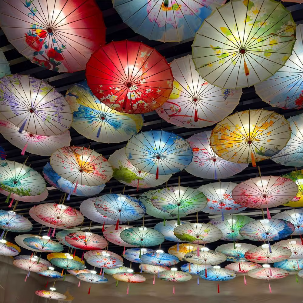 Sombrilla china de papel encerado para fotografía y decoración - imagen 2