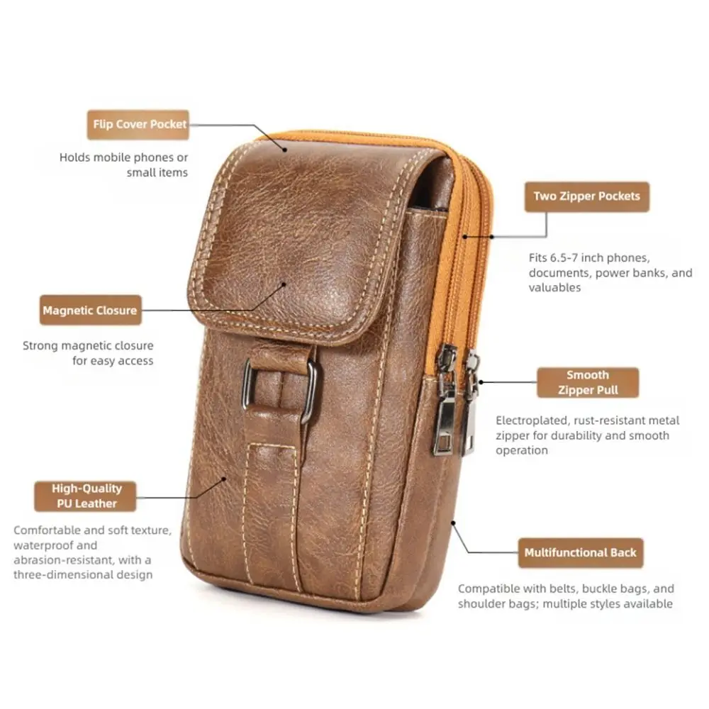 Bolso de cintura impermeable estilo vintage con gancho y compartimento - imagen 2