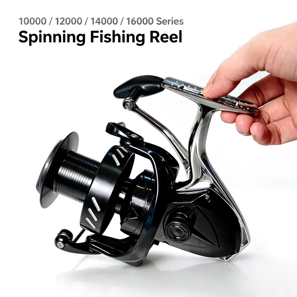 Carrete de spinning con bobina metálica para pesca de mar