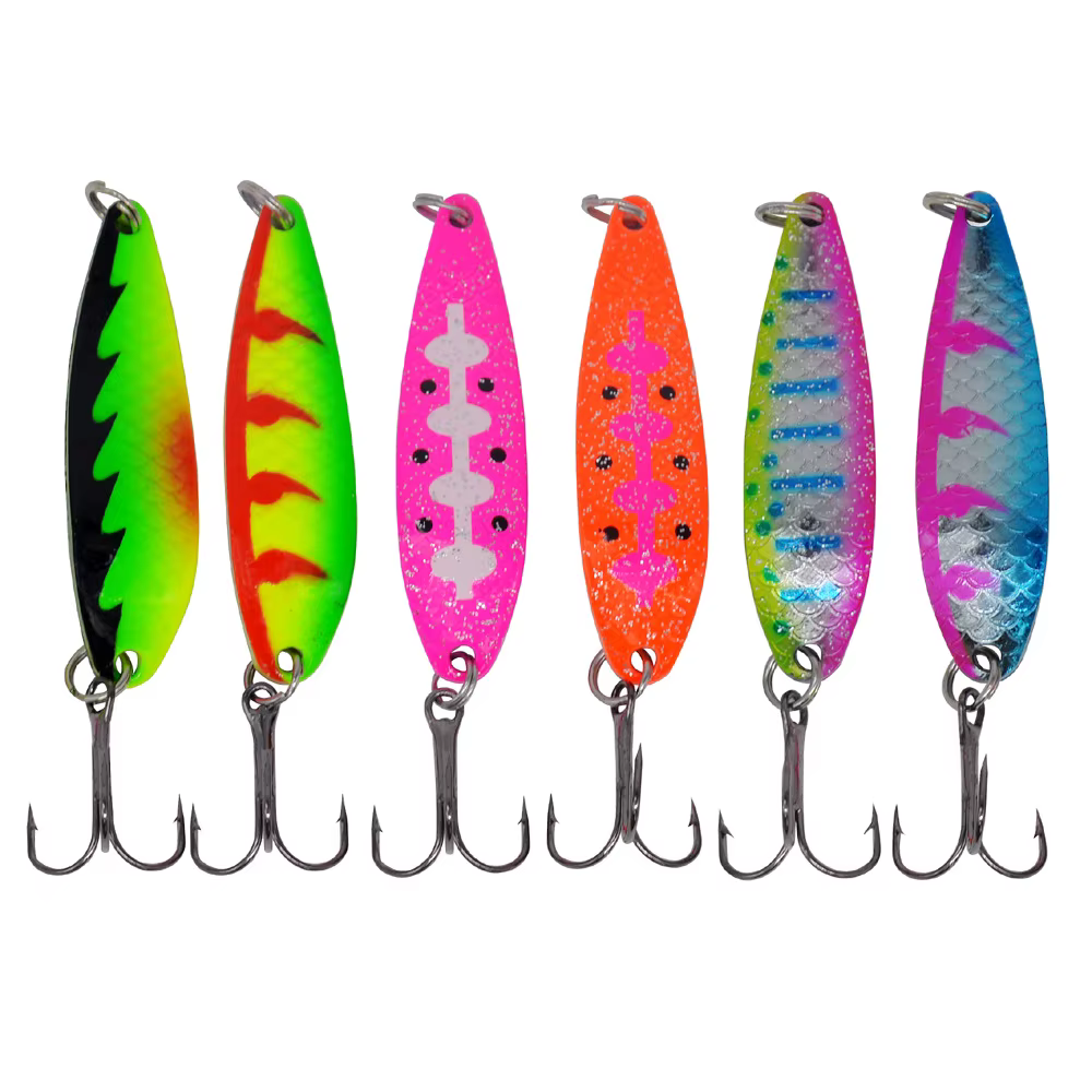 Cuchara curva con lentejuelas giratorias - Señuelo metálico para pesca - imagen 5