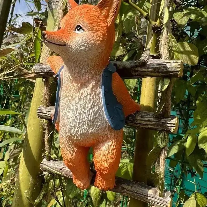 Figura de zorro decorativa de resina para jardín y hogar colgante - imagen 2