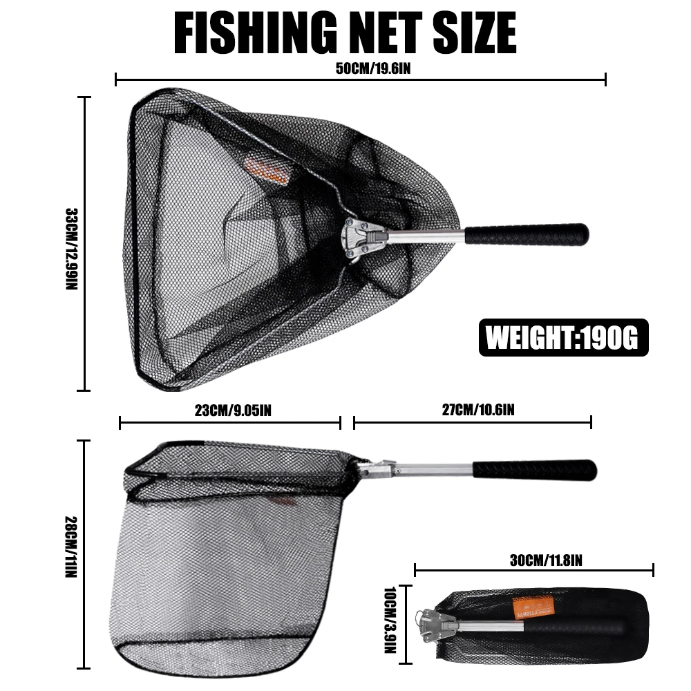 SAMOLLA Red de aterrizaje plegable aluminio para pesca a mosca - imagen 4