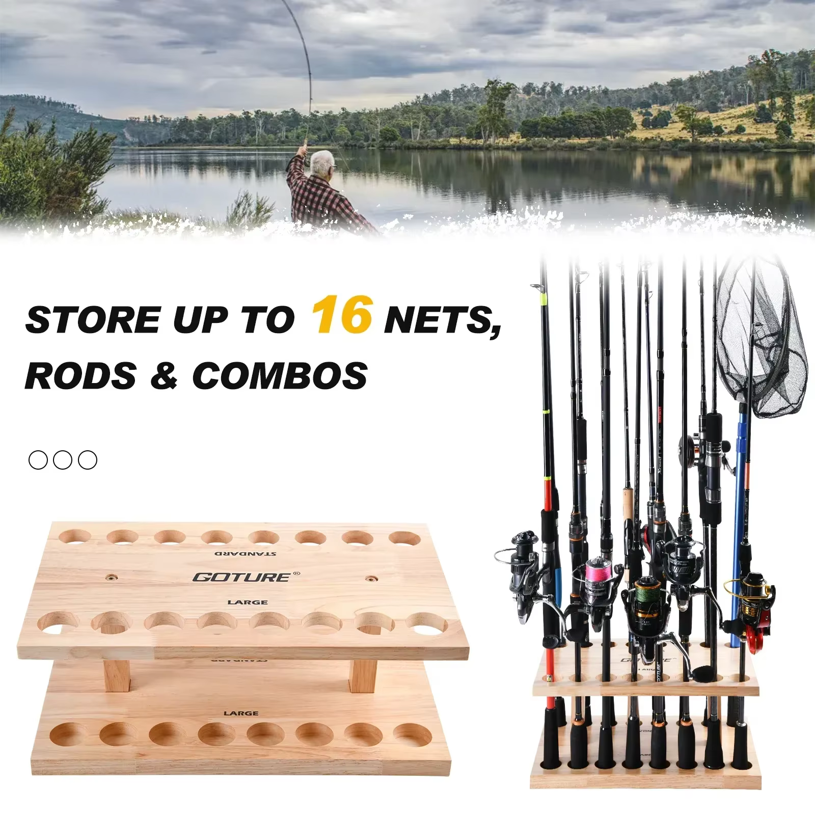 Goture Soporte Rack para Cañas de Pesca – Montaje en Pared Garage - imagen 4