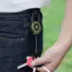 Mosquetón retráctil de acero con cuerda elástica y llavero - imagen 3