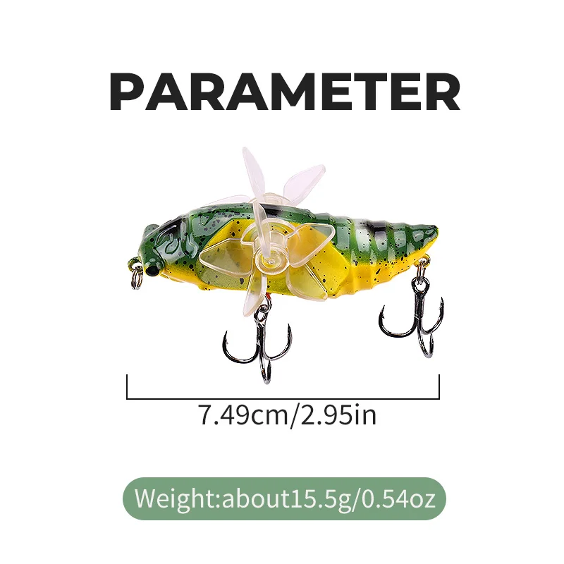 Cigarra Doble Hélice Luya 7.5cm – Señuelo de superficie - imagen 5