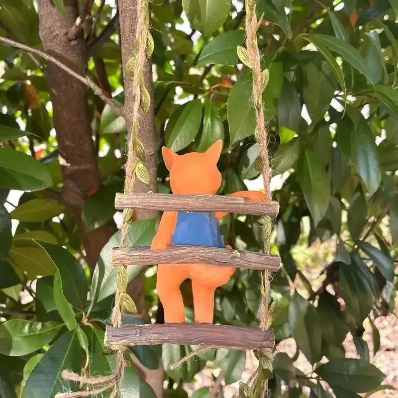 Figura de zorro decorativa de resina para jardín y hogar colgante - imagen 4