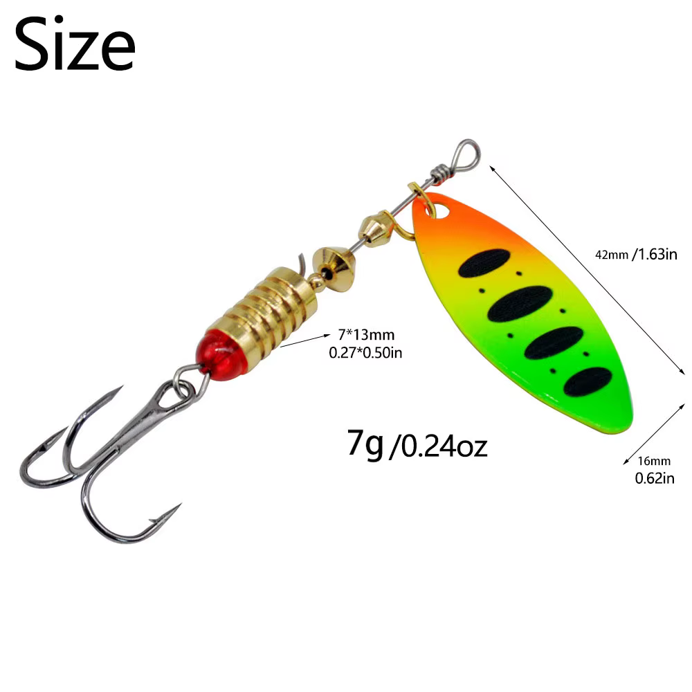 Spinner Wobbler Metal 7g – Cebo giratorio hundimiento con lentejuelas - imagen 4