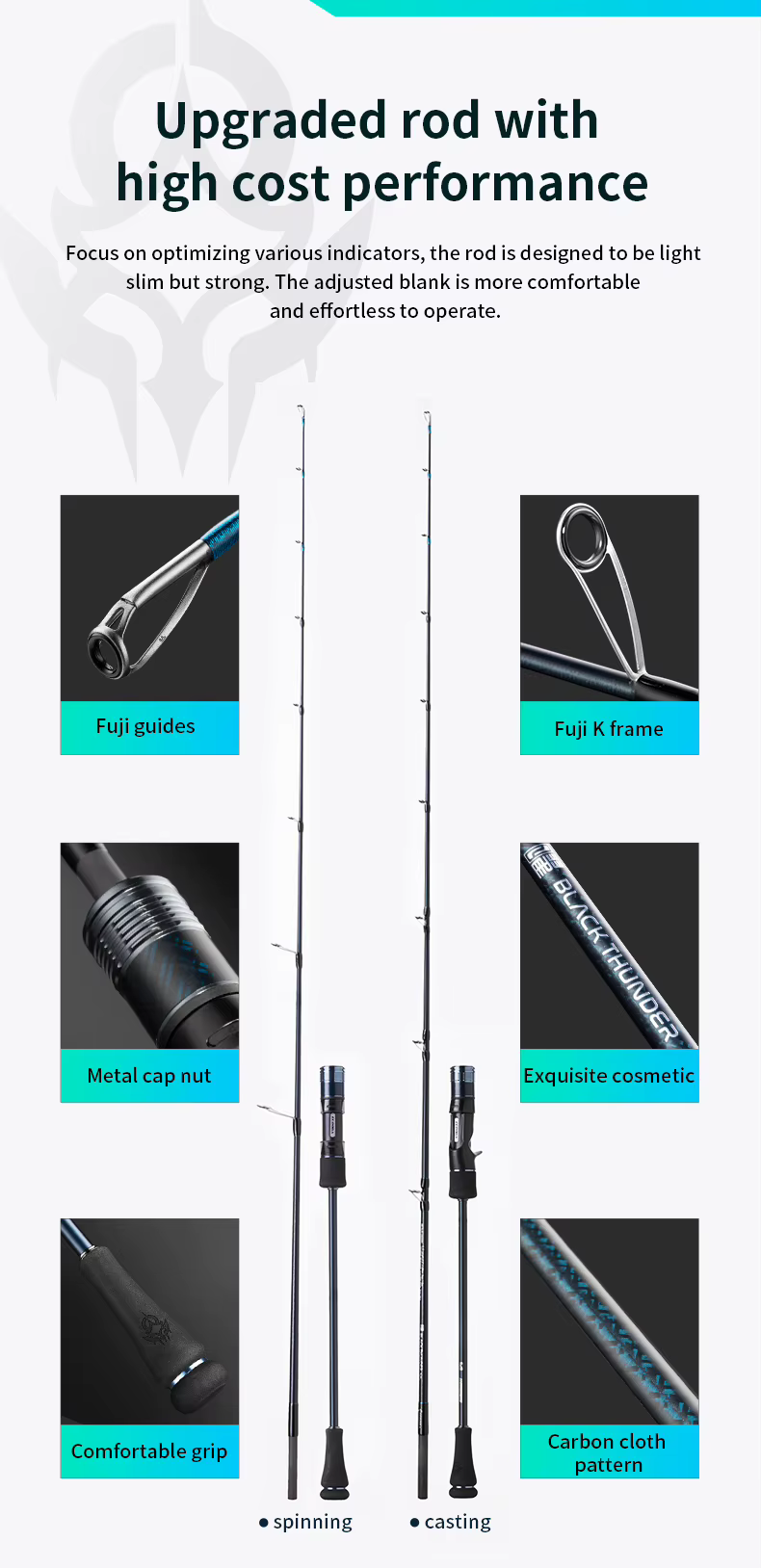 Caña de Jigging Lento Ecooda Black Thunder III – Alta Potencia - imagen 4
