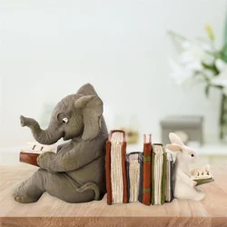 Sujetalibros elefante y conejo de resina – Decoración para lectura