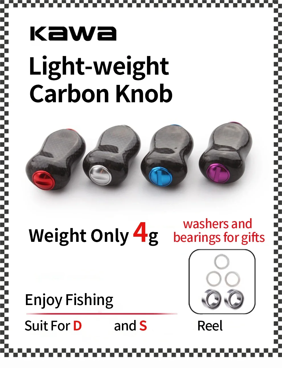 Perilla de fibra de carbono Kawa para carrete de pesca