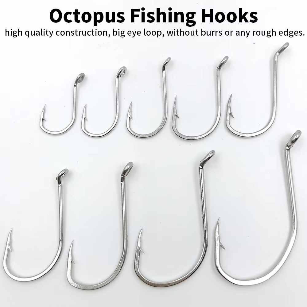 Anzuelos Octopus de acero alto carbono – Pico desviado para pesca - imagen 4