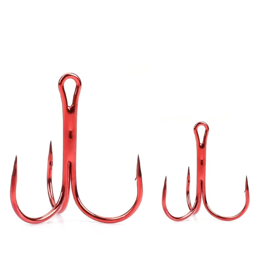 Anzuelos Triples FTK Rojo – Alto Carbono Curva Redonda para Lucio - imagen 3