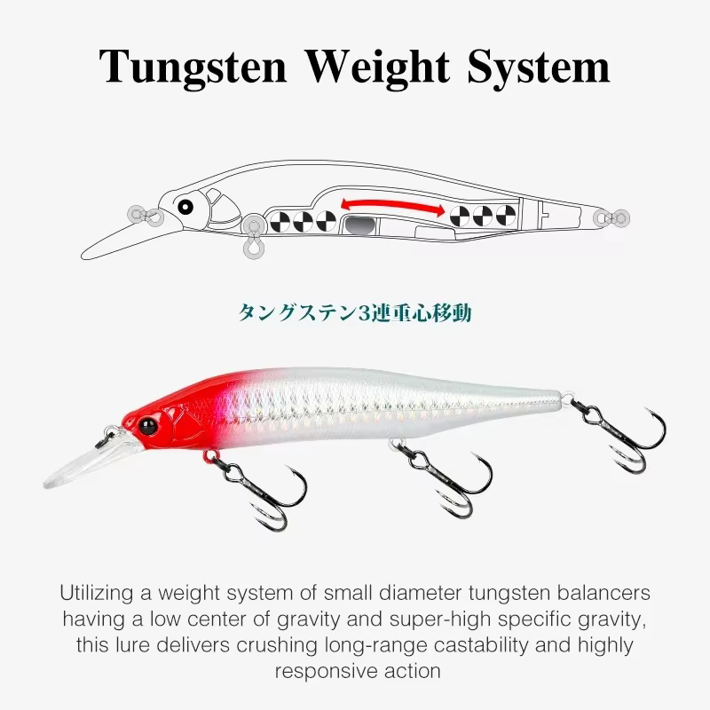 TSURINOYA 115SP Jerkbait suspendido tungsteno AURORA artificial - imagen 3