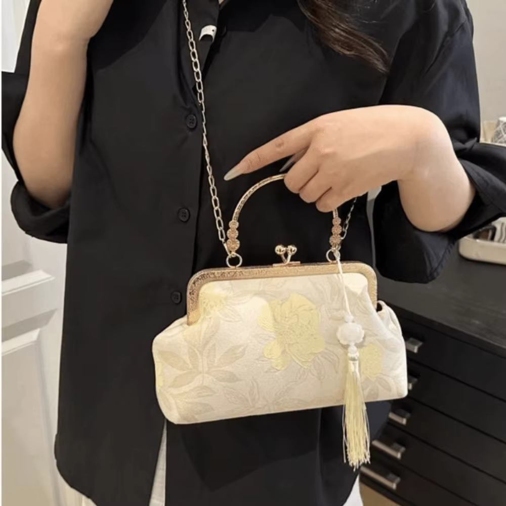 Bolso de hombro bordado retro cuadrado para mujer – Estilo chino en poliéster - imagen 4