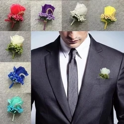 Broche de rosa de seda artificial para novio – decoración floral para traje