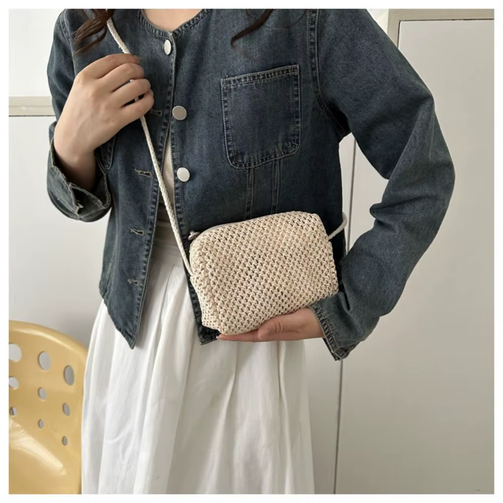 Bolso de Paja Tejido para Playa – Mini Bandolera para Mujer y Niña - imagen 4
