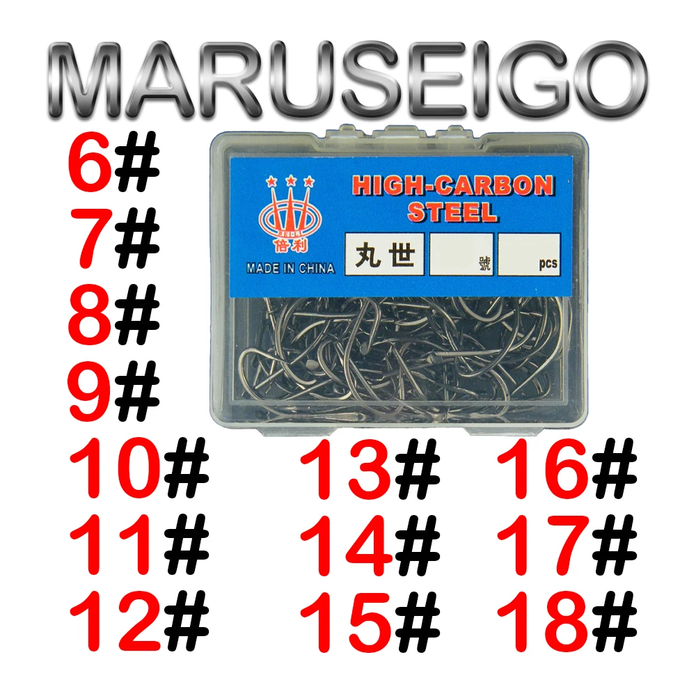 Anzuelos MARUSEIGO boca torcida acero negro alto carbono