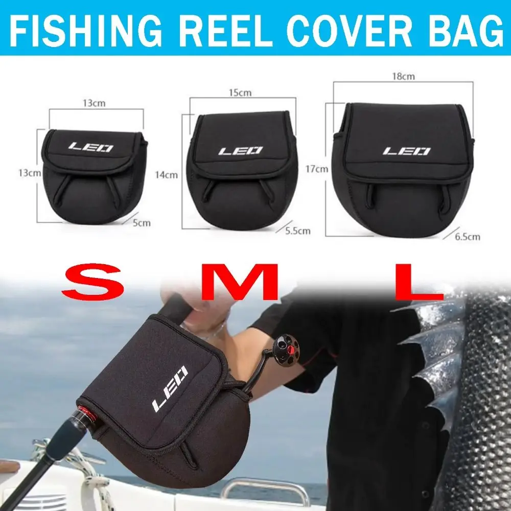 Funda protectora negra para carrete de pesca vista frontal