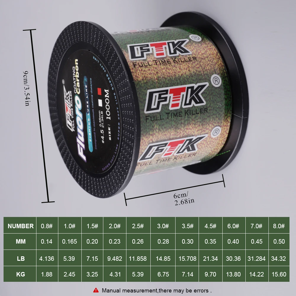 Hilo de pesca FTK de nylon recubierto de fluorocarbono, camuflaje verde - imagen 5
