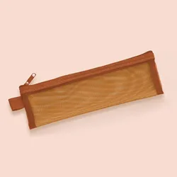 Estuche de lápices transparente cuadrado con bolsillo de malla